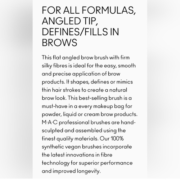 NWT Mac Cosmetics 208 Synthetic Angled Brow Brush Brand New Authentic NWT SEALED - Picture 6 of 11